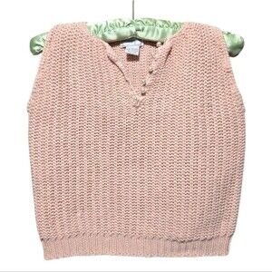 Vintage Margules Pink Knit Sleeveless Sweater with Pearl Buttons Medium/Large
